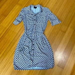 Laundry by Shelli Segal Black, Gold and White Button Front Dress